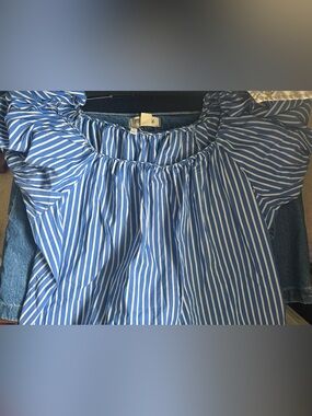 Madewell Blue and White Striped Blouse